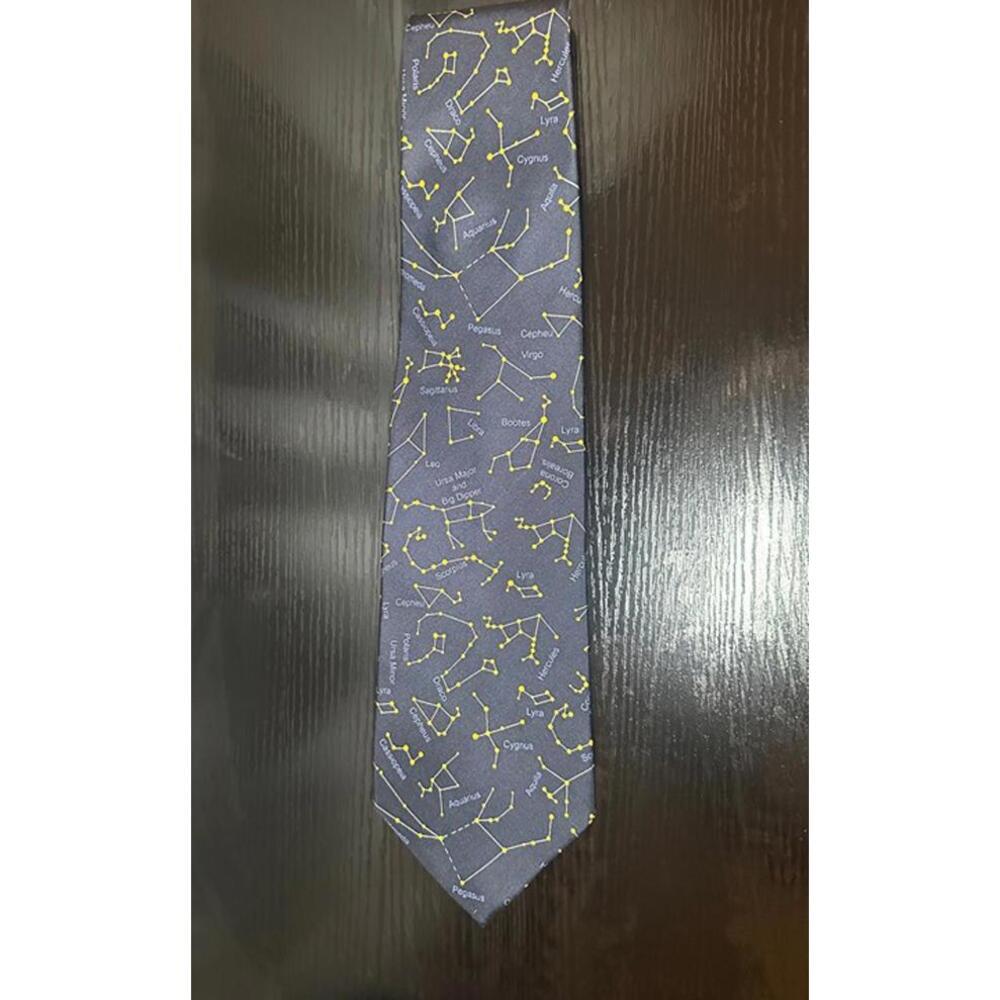 Josh Bach Men’s Silk Tie – Navy Blue Constellation Print Astronomy Space Theme